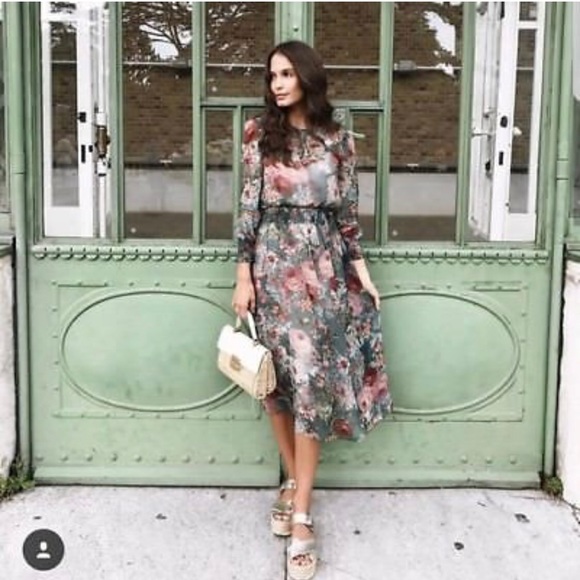 zara pink floral midi dress